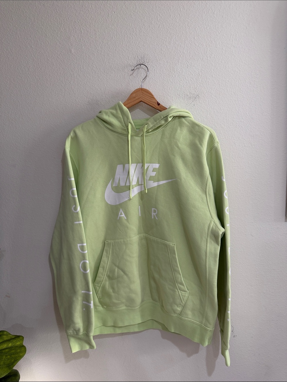 Nike womens Crewneck Hoodie in Light Green with White Logo